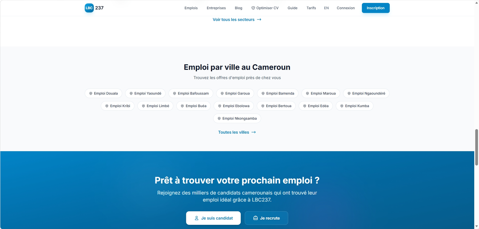 LBC237 — Accueil & recherche