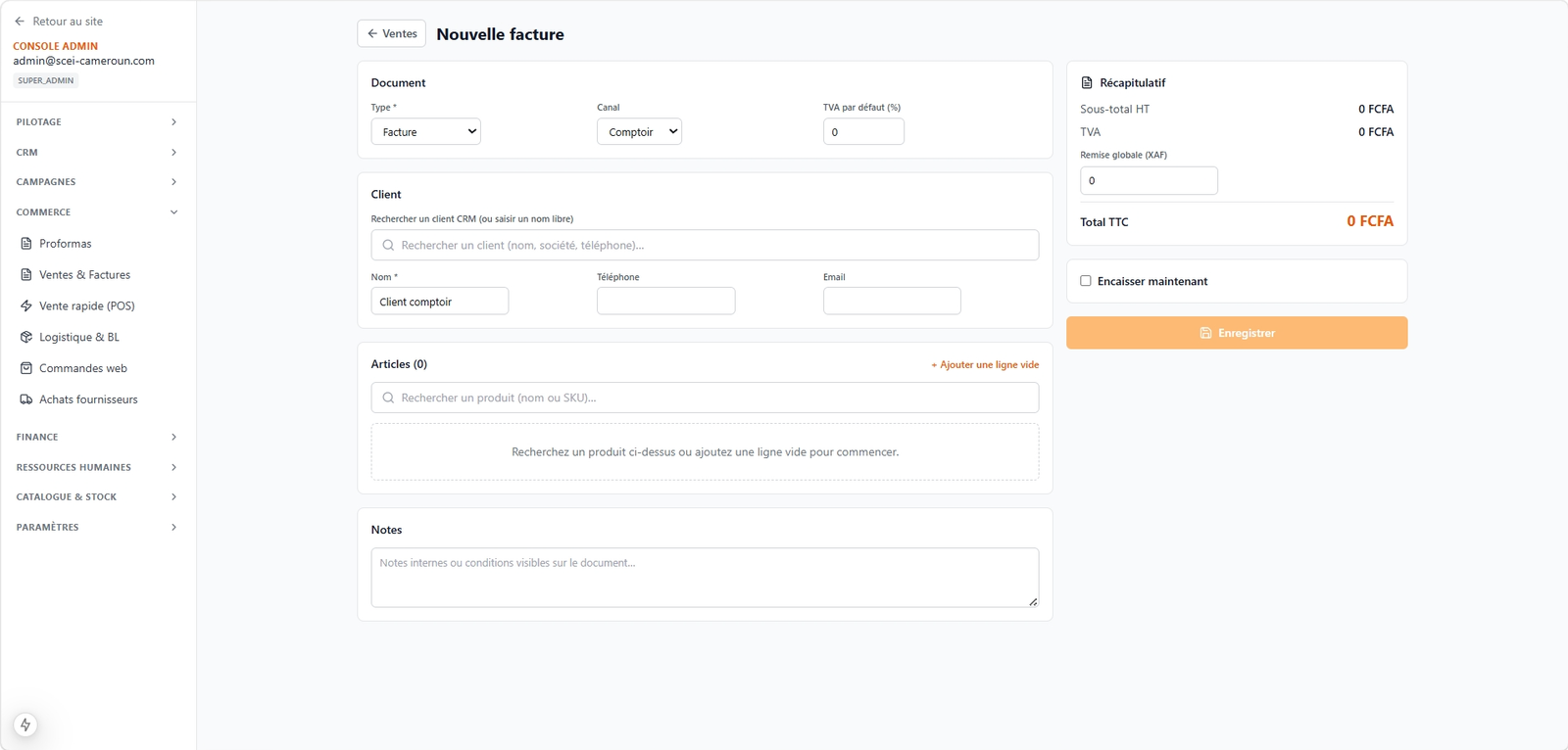 SCEI Cameroun — Dashboard admin